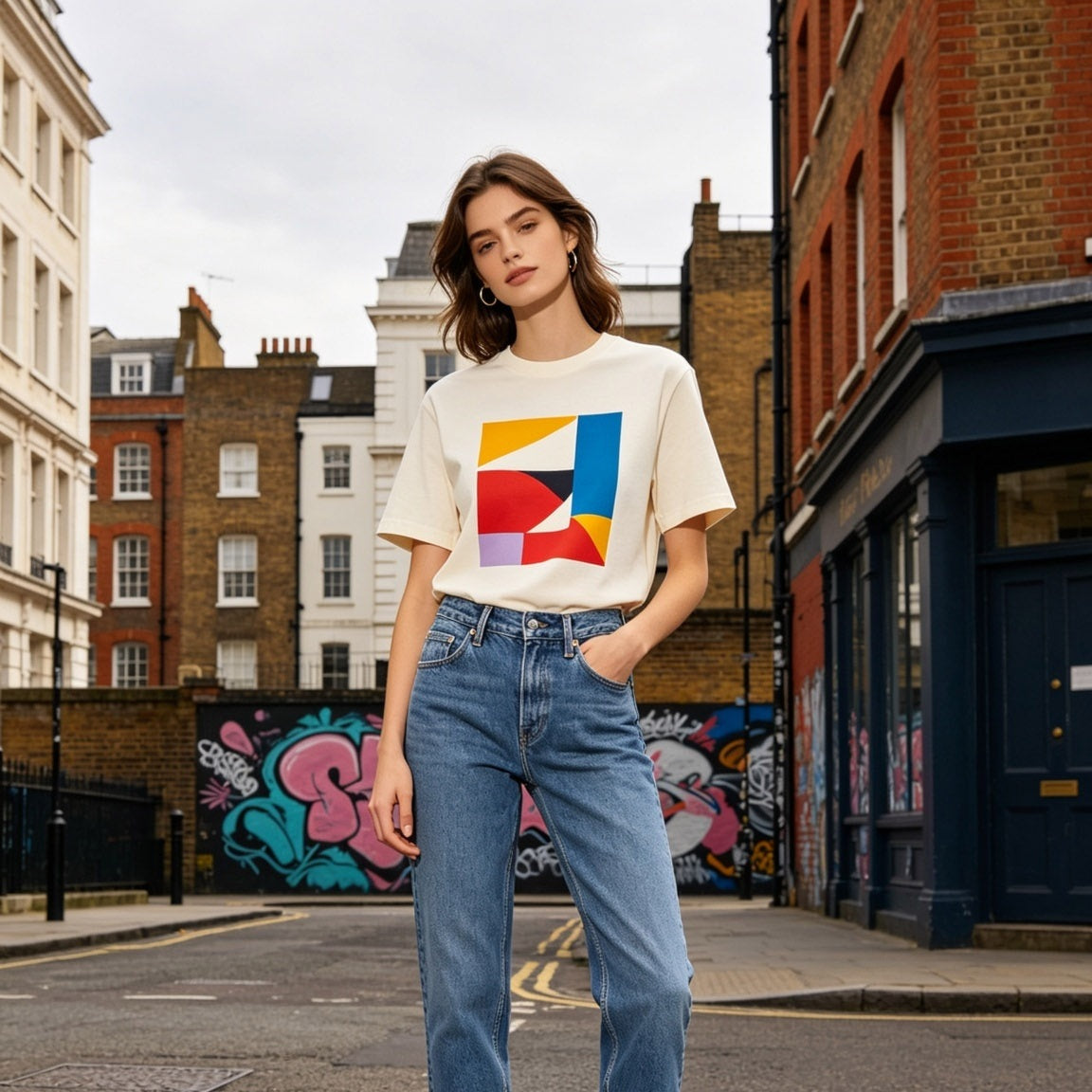 ABSTRACT GRAPHIC OVERSIZED T-SHIRT
