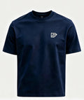 PREMIUM NAVY BLUE COTTON T-SHIRT WITH MINIMAL LOGO