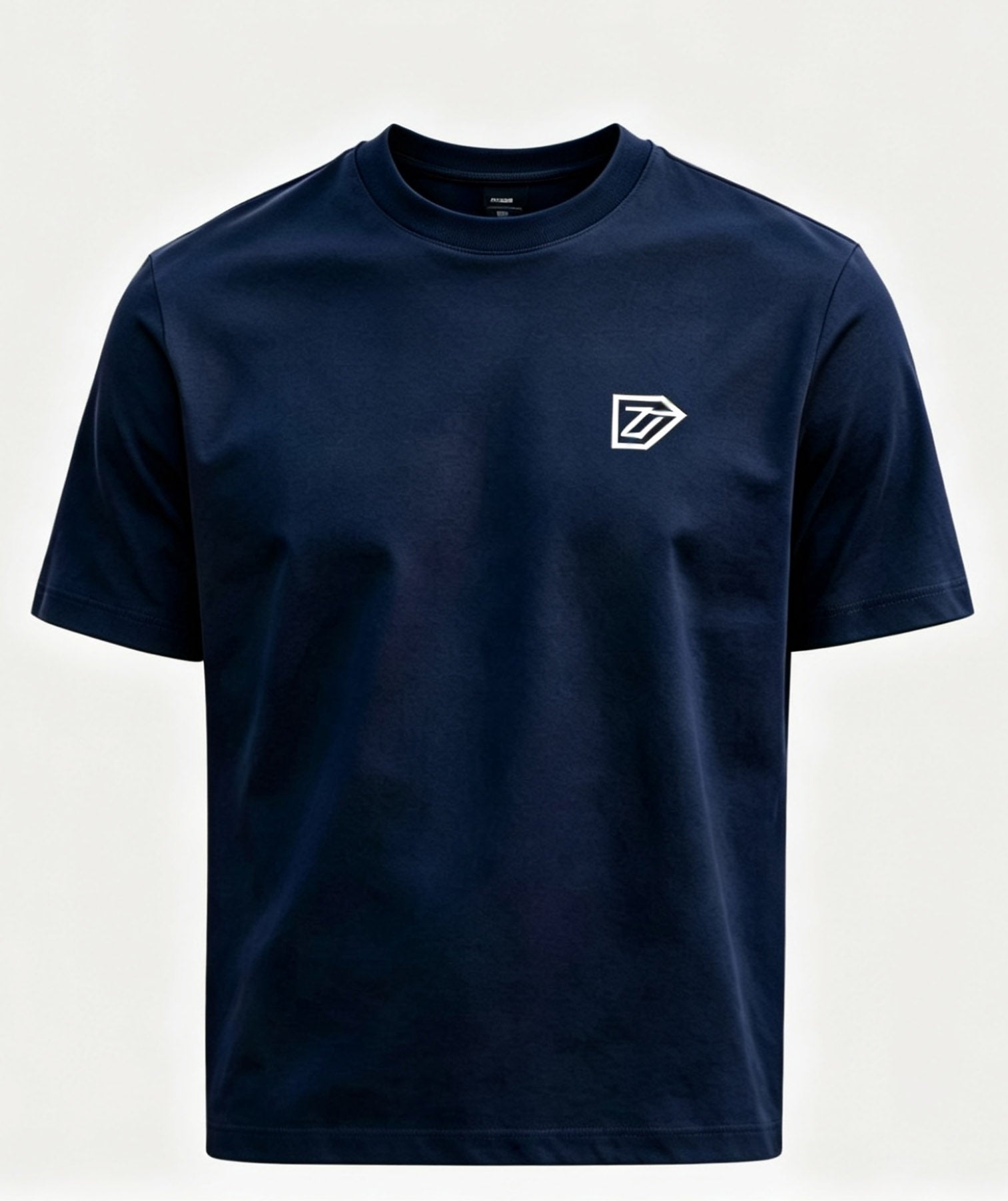 PREMIUM NAVY BLUE COTTON T-SHIRT WITH MINIMAL LOGO